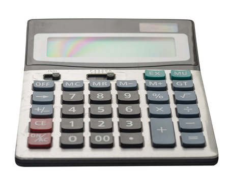 calculator isolated on white background..digital calculator top viewの写真素材