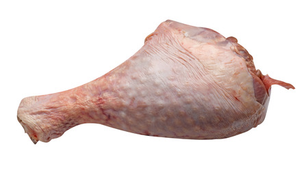 Raw, fresh turkey shin, drumstick, isolated on white background. turkey drumstick  organic food top  viewの写真素材