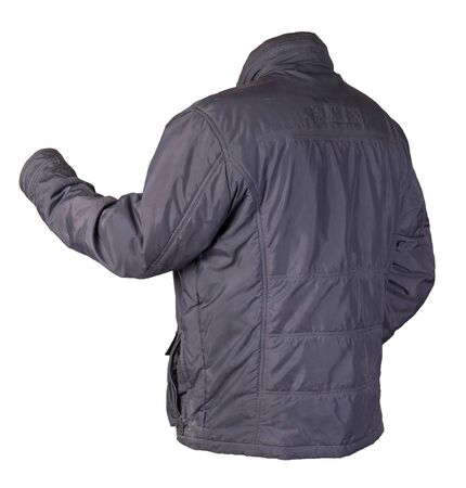 Men's blue  jacket in a hood isolated on a white background. Windbreaker jacket. Casual styleの写真素材