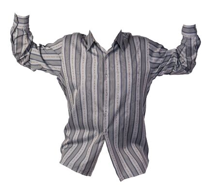 men's gray shirt with long sleeves isolated on a white background.の写真素材