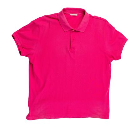 short sleeved red t-shirt isolated on white background .cotton shirt top view . Casual styleの写真素材