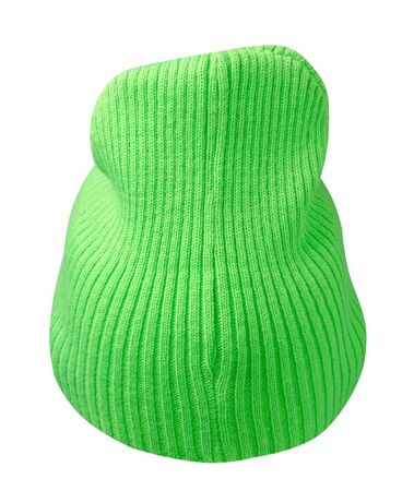 knitted lime hat isolated on a white background.fashion hat accessory for casual styleの写真素材