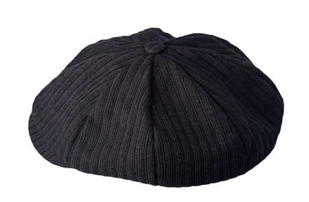 black hat isolated on white background. Hat with a visor.