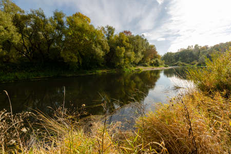 River current on the autumn forest. beauty autumn nature