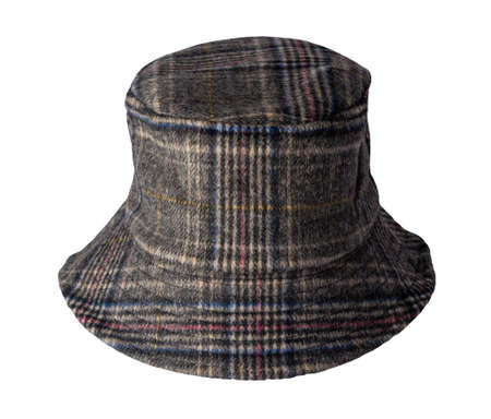 red woolen bucket hat isolated on white background .fisherman's hat, Irish country hat, session hat, panama.の写真素材