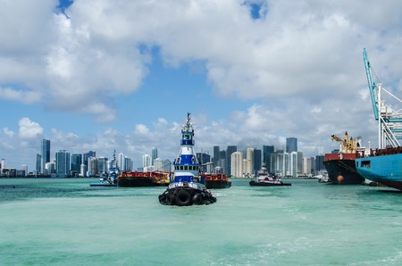Tugboat in the port of Miamiの写真素材