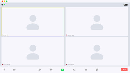 Video chat user interface, video calls window overlay. Vector illustration