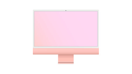 Computer display with blank screen. Computer monitor mockup banner. Blank screen for text, design. PNG. Perspective view display with black empty screen. Vector illustration.のイラスト素材