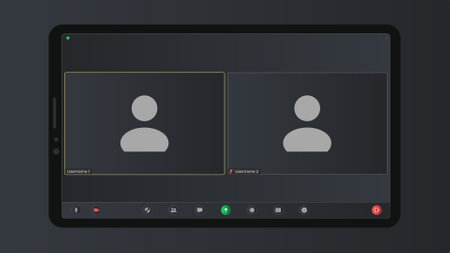 Video conferencing user interface. Application for social communication. Video call screen mockup....