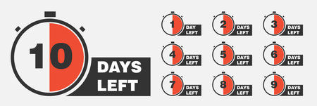 Days Left Badges and Stickers. Count time sale. Number of days left. Countdown left days banner....