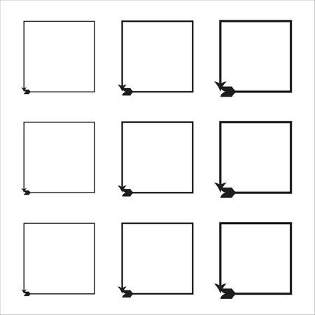 Set of grunge square. Handdrawn square frame. Set of grunge square. Vector black painted squares. Vector illustrationのイラスト素材