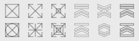 Vector set of Y2K. Minimalist geometric elements. ornaments for decoration. Minimalist linear form. Vector illustrationのイラスト素材