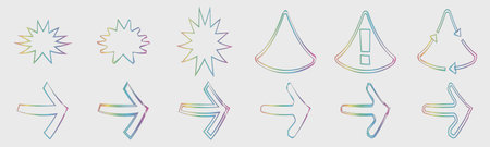 Vector set of Y2K. Big collection of abstract graphic geometric objects. Abstract bauhaus and boho cosmic style. Isolated on background. Vector illustrationのイラスト素材