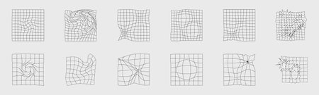 Brutalism shapes. Large set of retro objects for design. Abstract bauhaus forms. Isolated on background. Vector illustrationのイラスト素材