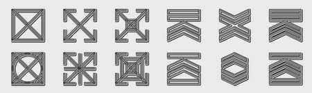 Collection of Y2K elements. Minimalist geometric elements. Objects in y2k style. Style 80s 90s. Vector illustrationのイラスト素材