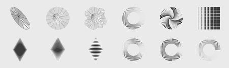 Collection of Y2K elements. Minimalist geometric elements. Abstract bauhaus forms. Isolated on background. Vector illustrationのイラスト素材