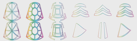 Vector set of Y2K. Big collection of abstract graphic geometric objects. Abstract bauhaus forms. Glitch brutalism shapes. Vector illustrationのイラスト素材