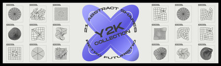 Collection of Y2K elements. Minimalist geometric elements. Frames inspired brutalism. Modern graphic element vector set. Vector illustrationのイラスト素材