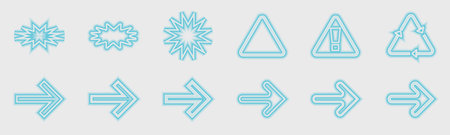 Vector set of Y2K. Trendy geometric design elements. Simple shapes forms. Glitch brutalism shapes. Vector illustrationのイラスト素材