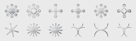 Collection of Y2K elements. Collection of abstract graphic geometric symbols. Objects in y2k style. Cyber neo futuristic. Vector illustrationのイラスト素材