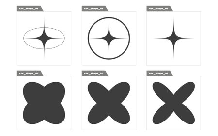 Vector Graphic Assets Set. Extraordinary Graphic Assets. Flat minimalist icons. Stars, starburst . Vector illustrationのイラスト素材