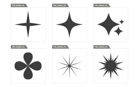 Collection of Y2K elements. Large set of retro objects for design. For modern T-shirts designed. Stars, starburst . Vector illustrationのイラスト素材