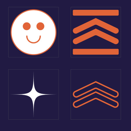 Set of Y2K style vectors of objects. Brutalism star and flower shapes. Flat minimalist icons. Projects, posters, banners. Vector illustrationのイラスト素材