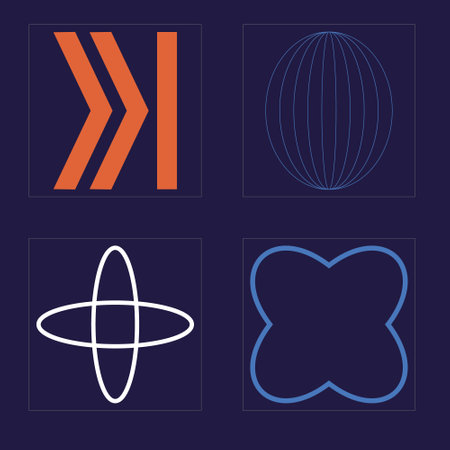 Collection of Y2K elements. Big collection of abstract graphic geometric symbols. For modern...