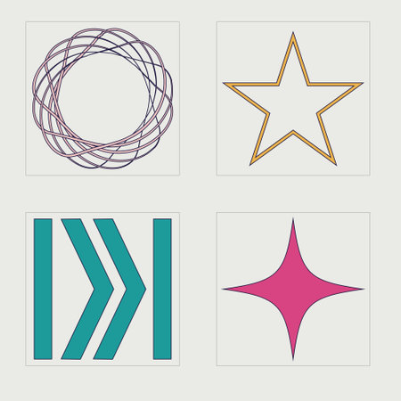 Set of Y2K style vectors of objects. Brutalism star and flower shapes. Cyberpunk elements....