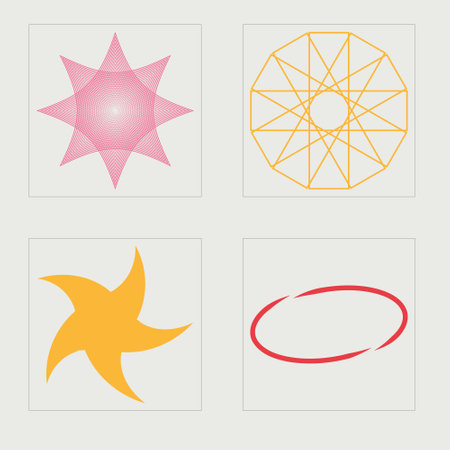 Set of Y2K style vectors of objects. Big collection of abstract graphic geometric symbols. Modern abstract forms. Projects, posters, banners. Vector illustrationのイラスト素材