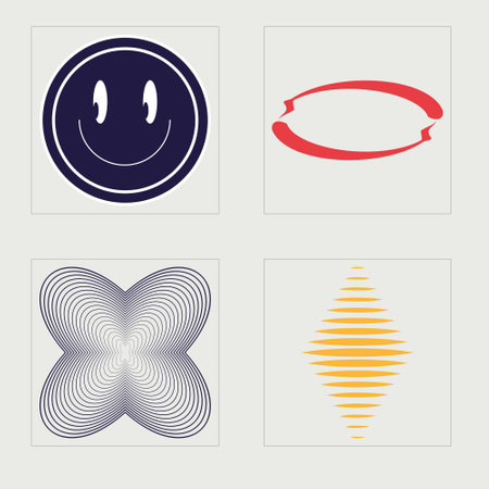 Vector set of Y2K. Brutalism star and flower shapes. Templates for notes, posters. Futuristic....