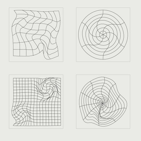 Vector set of Y2K. Rave psychedelic retro futuristic set. Elements for graphic decoration. Isolated on black background. Vector illustrationのイラスト素材