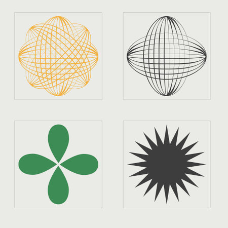 Set of Y2K style vectors of objects. Big collection of abstract graphic geometric symbols. Templates for notes, posters. Projects, posters, banners. Vector illustrationのイラスト素材