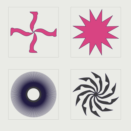 Retro futuristic elements for design. Retro futuristic graphic ornaments. Modern abstract forms. Anti-design. Vector illustrationのイラスト素材