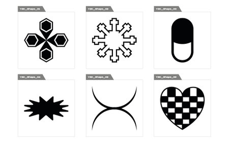 Vector set of Y2K. Brutalism star and flower shapes. Elements for graphic decoration. Retro Futurist. Vector illustrationのイラスト素材