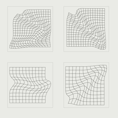 Collection of Y2K elements. Trendy geometric postmodern figures. Cyberpunk elements. Futuristic. Vector illustrationのイラスト素材