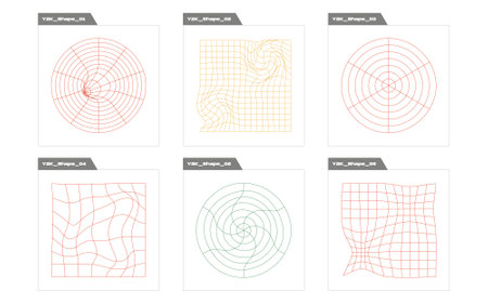 Brutalism shapes. Brutalism star and flower shapes. Objects in y2k style. Isolated on black...