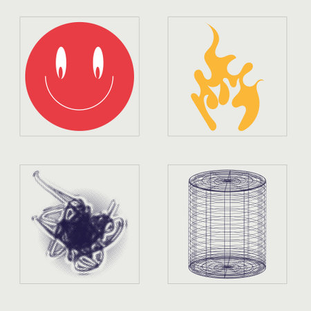 Vector set of Y2K. Large set of retro objects for design. Cyberpunk elements. Retro Futurist. Vector illustrationのイラスト素材