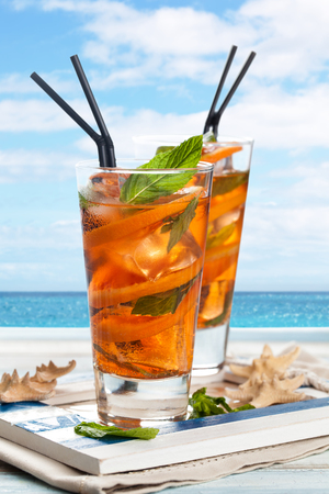 Orange lemonade with mint.の写真素材