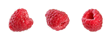 Collection of fresh raspberries. Isolated on white background.