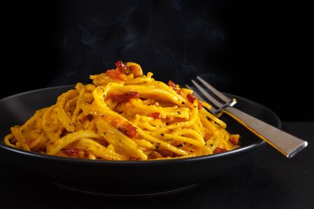 Italian pasta carbonara.の写真素材