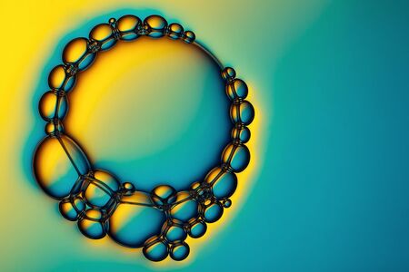 Closeup shot of foam bubbles from soap or shampoo washing.