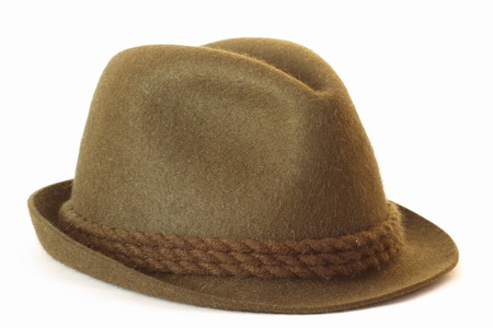 	felt dark green hat over whiteの写真素材