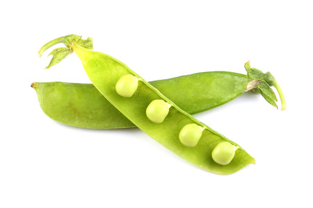 Broad beans of peas isolated on whiteの写真素材