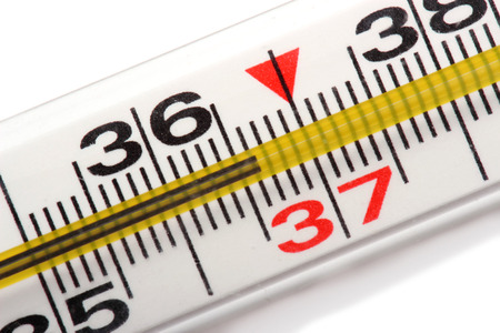 Mercury thermometer showing normal temperature