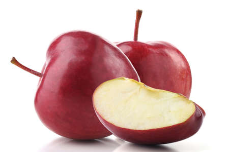Red apples isolated on white backgroundの写真素材