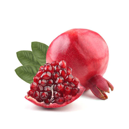 Pomegranates isolated on white backgroundの写真素材