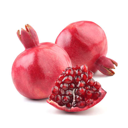 Pomegranates isolated on white backgroundの写真素材