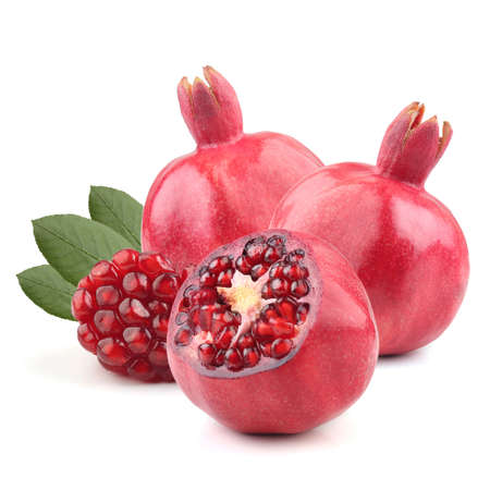 Pomegranates isolated on white backgroundの写真素材