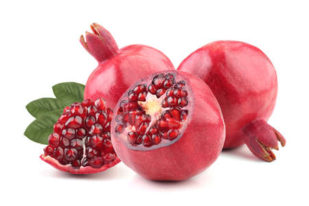 Pomegranates isolated on white backgroundの写真素材